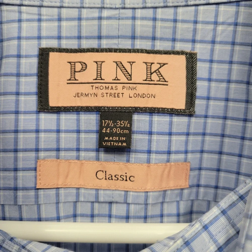 Thomas Pink Classic Fit‎ Checkered Dress Shirt Mens XL Button Down Preppy Formal